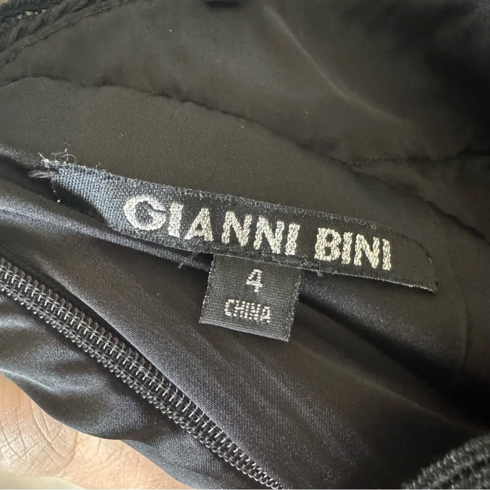 Gianni Bini Monica Black Lace Peplum Crisscross Straps Dress Size 4 - Picture 6 of 7